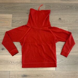 NIKE Heathered Red Rolled Cowl Neck Long Sleeve Pullover Sweatshirt Top Size‎ S